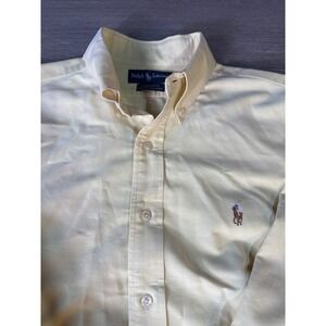 Ralph Lauren Yarmouth Oxford Button Down Shirt Yellow Pony Logo Men Size 16 32